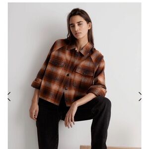 Madewell Flannel Cropped Shirt Jacket